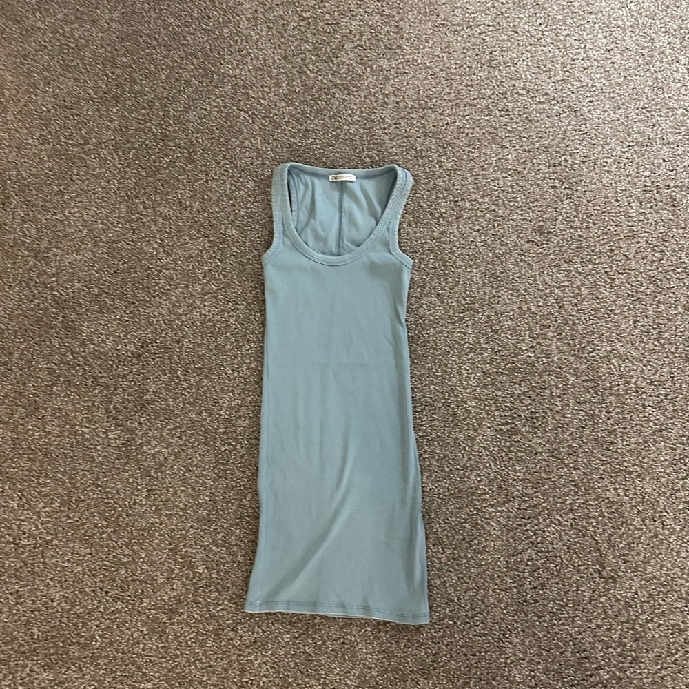 Zara Light Blue Ribbed Dress